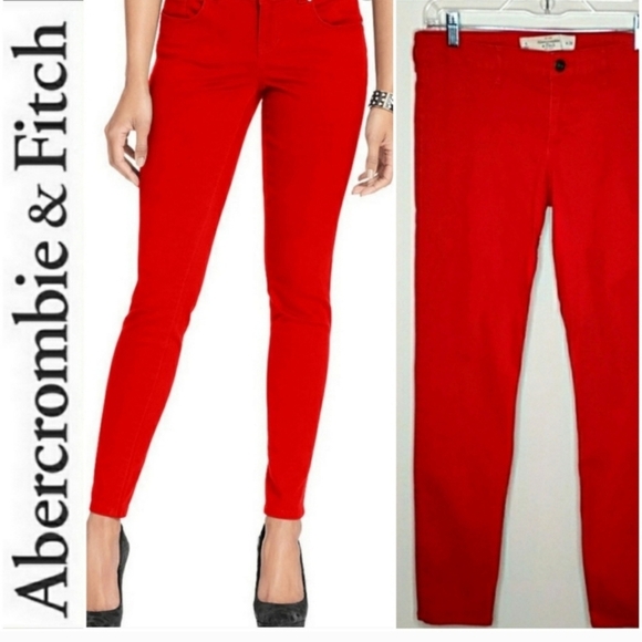 Abercrombie & Fitch Red Skinny Jeans Size 4 size 27 - Picture 1 of 6